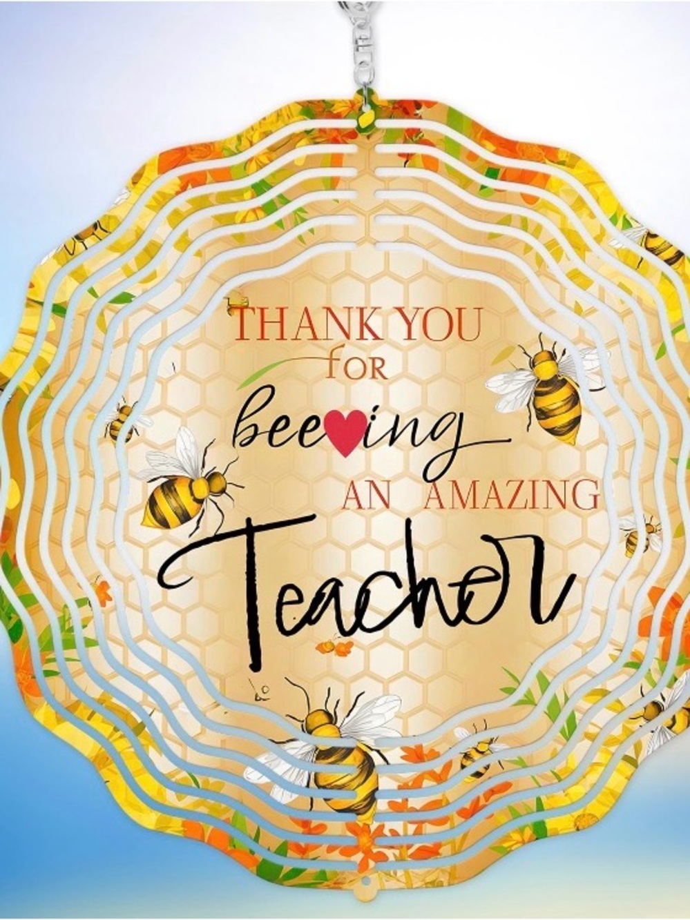 Thank You for Bee-ing an Amazing Teacher Decorative 8 inch wind spinner